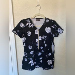 XS Black floral Jaanuu scrub top